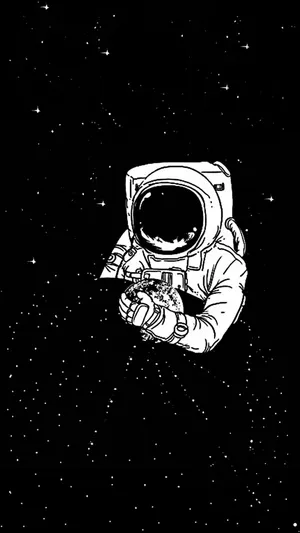 Black And White Sketch Astronaut Art Wallpaper