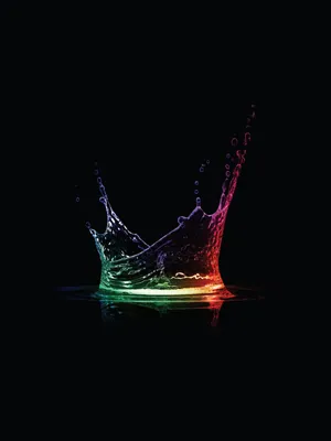Black Android Colorful Water Splash Wallpaper