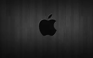 Black Apple Logo On Dark Wood Wallpaper