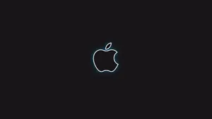 Black Apple Logo With White Outline Wallpaper