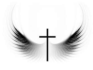 Black Beautiful Cross With Wings Illustration Wallpaper