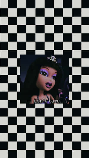 Black Bratz Aesthetic Checkered Pattern Wallpaper
