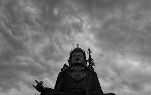 Black Buddha Cloudy Sky Wallpaper