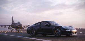 Black Car Hd Airplane Porsche Wallpaper