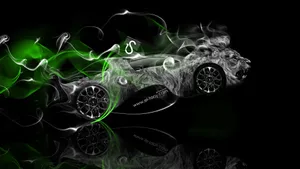 Black Car With Green Smoke Hd Wallpaper