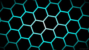 Black Cyan Hexagon Pattern Wallpaper