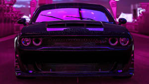 Black Dodge Challenger Demon 4k Purple Background Wallpaper