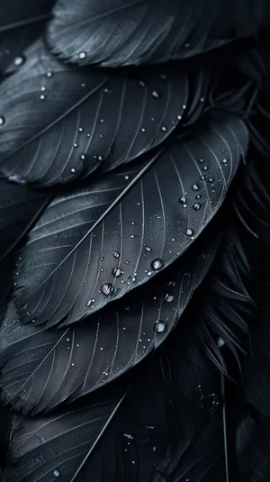Black Featherswith Water Droplets Wallpaper