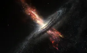 Black Galaxy Ejecting Material Wallpaper