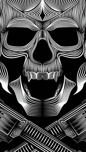 Black Gangster Skull Tattoo Wallpaper