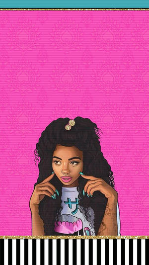 Black Girl Baddie With Hot Pink Backdrop Wallpaper