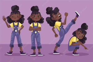 Black Girl Cartoon Dancing Wallpaper