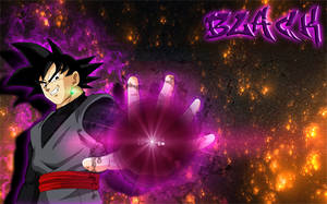 Black Goku With Dark Pink Orb Wallpaper