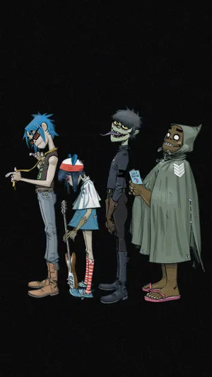 Black Gorillaz Mobile In Line Wallpaper