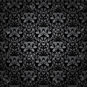 Black Gothic Floral Pattern Wallpaper
