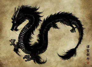 Black Japanese Dragons Wallpaper