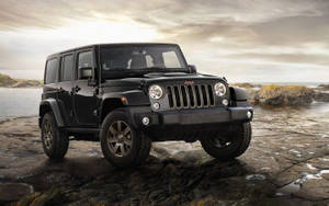 Black Jeep Wrangler Beside Seashore Wallpaper