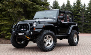 Black Jeep Wrangler Five Spokes Wheel Wallpaper