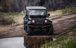 Black Jeep Wrangler Parked Off-road Wallpaper