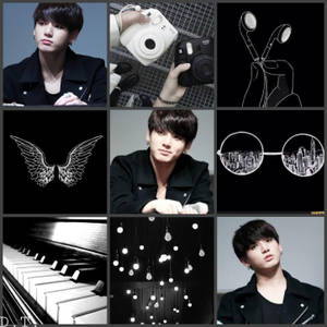 Black Jungkook Aesthetic Collage Wallpaper