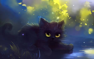 Black Kitten Artwork Wallpaper