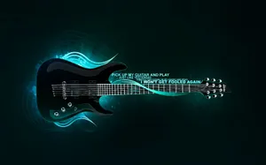 Black Luminous Electric Guitar Wallpaper