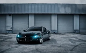 Black Maserati With Neon Headlight 4k Wallpaper
