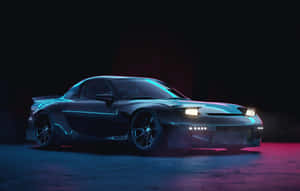 Black Mazda Rx 7 With Purple Light Wallpaper