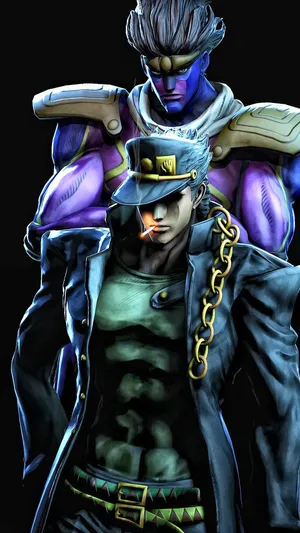 Black Mobile Jotaro And Star Platinum Wallpaper
