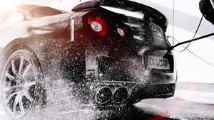 Black Nissan Gt-r Car Wash Wallpaper