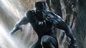 Black Panther Superhero Cave Paint Art Wallpaper