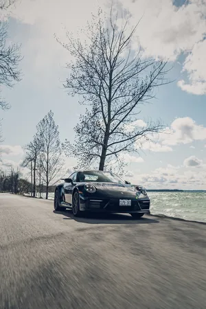 Black Porsche Movement Autumn Wallpaper