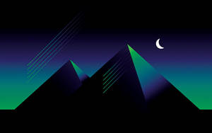 Black Pyramid Amidst Green And Purple Hues Wallpaper