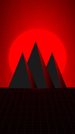 Black Pyramid With Blood Red Sun Wallpaper