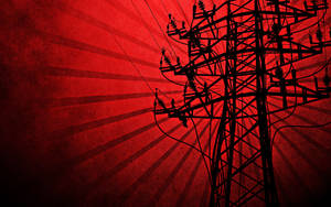 Black Red Electricity Tower Wallpaper