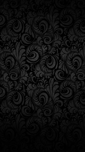 Black Spiral Leaves Design Phone Wallpaper