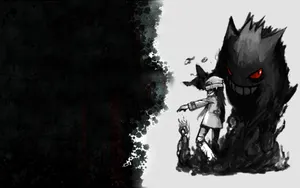 Black Trainer And Gengar Fanart Wallpaper