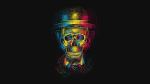 Black Trippy Skull Wallpaper