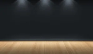 Black Wall On Wooden Stage Wallpaper