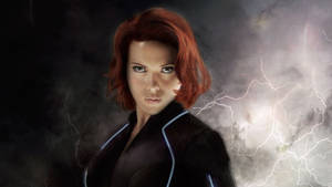 Black Widow With Lightning Effects 4k Wallpaper