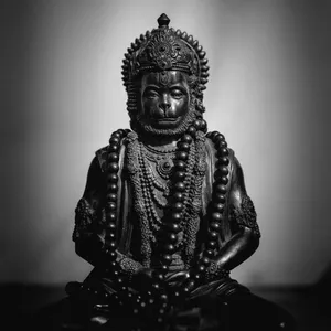 Blackand White Hanuman Statue Wallpaper