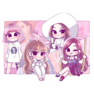 Blackpink Cartoon Beautiful Dolls Wallpaper