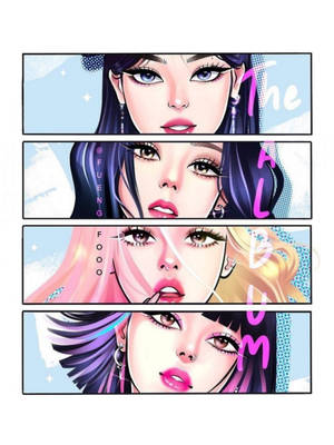 Blackpink Cartoon Beautiful Faces Wallpaper