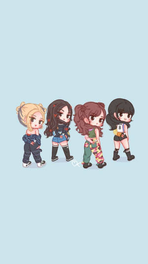 Blackpink Cartoon Chibi Wallpaper