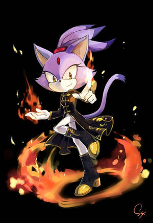 Blaze The Cat In Flame Wallpaper