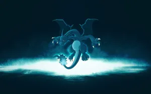 Blaze Through The Night With The Fiery Illuminating Mega Charizard X Wallpaper