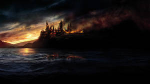 Blazing Hogwarts Harry Potter Wallpaper