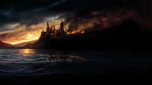 Blazing Hogwarts Harry Potter Wallpaper