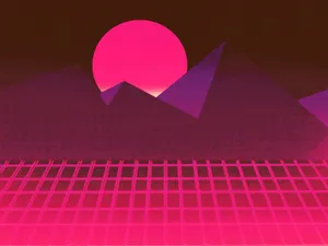 Blazing Pink Mountain Landscape 80s Aesthetic Wallpaper