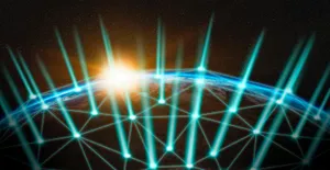 Blockchain Glowing Green Beam Wallpaper